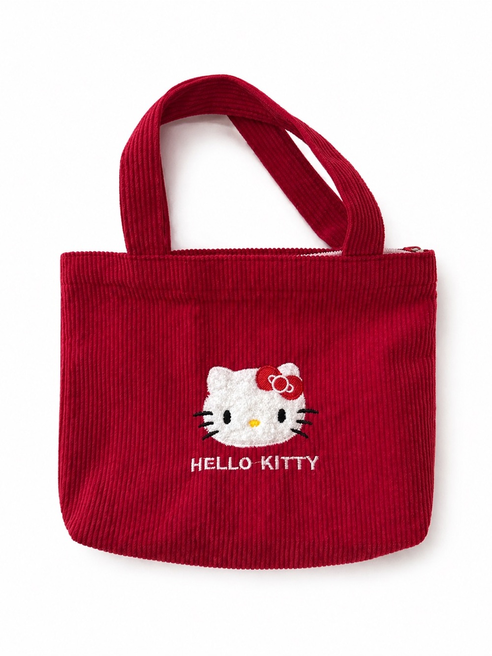 Hello Kitty Red Corduroy Tote with Embroidered Character